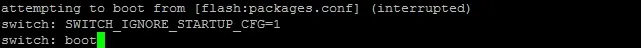 Command to ignore a startup configuration and boot