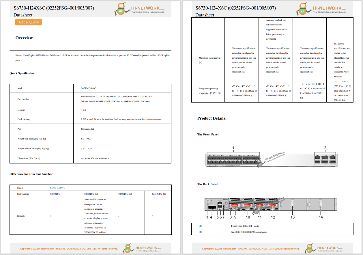 huawei s6730-h24x6c datasheet